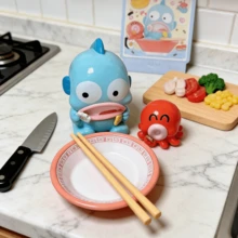 Série de nourriture colorée Sanrio Boîte aveugle Mignon dessin animé Kuromi My Melody Cinnamoroll Hangyodon Pochacco Modèle Figurine anime Jouet Ornement Boîte mystère Cadeau d'anniversaire et de fête (Livraison aléatoire, 1 pièce) - Multicolore - Voir 10