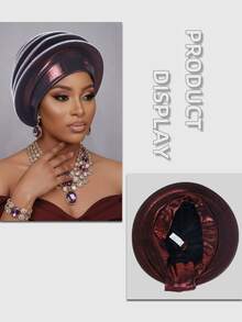 Nigerian Aso Oke Headwrap, Women's Rhinestone Wrapped African Gele Headband, Handmade Fashion Headpiece Suitable For Weddings, Parties And Other Occasions - Multicolor - View 3