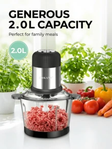 SOKANY-7025A 电动绞肉机，可切碎馅料和研磨蔬菜馅料，2升大容量绞肉机 - 銀色 - 查看 4