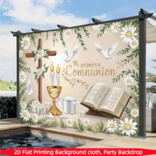1 tấm phông nền 2D trang trí tiệc Lễ Rước Lễ lần đầu, phụ kiện chụp ảnh, chất liệu polyester, thích hợp trang trí nhà cửa, phòng ốc, tường, đồ dùng tiệc tùng và quà tặng, trang trí tiệc ngày lễ. - Nhiều màu - Xem 8