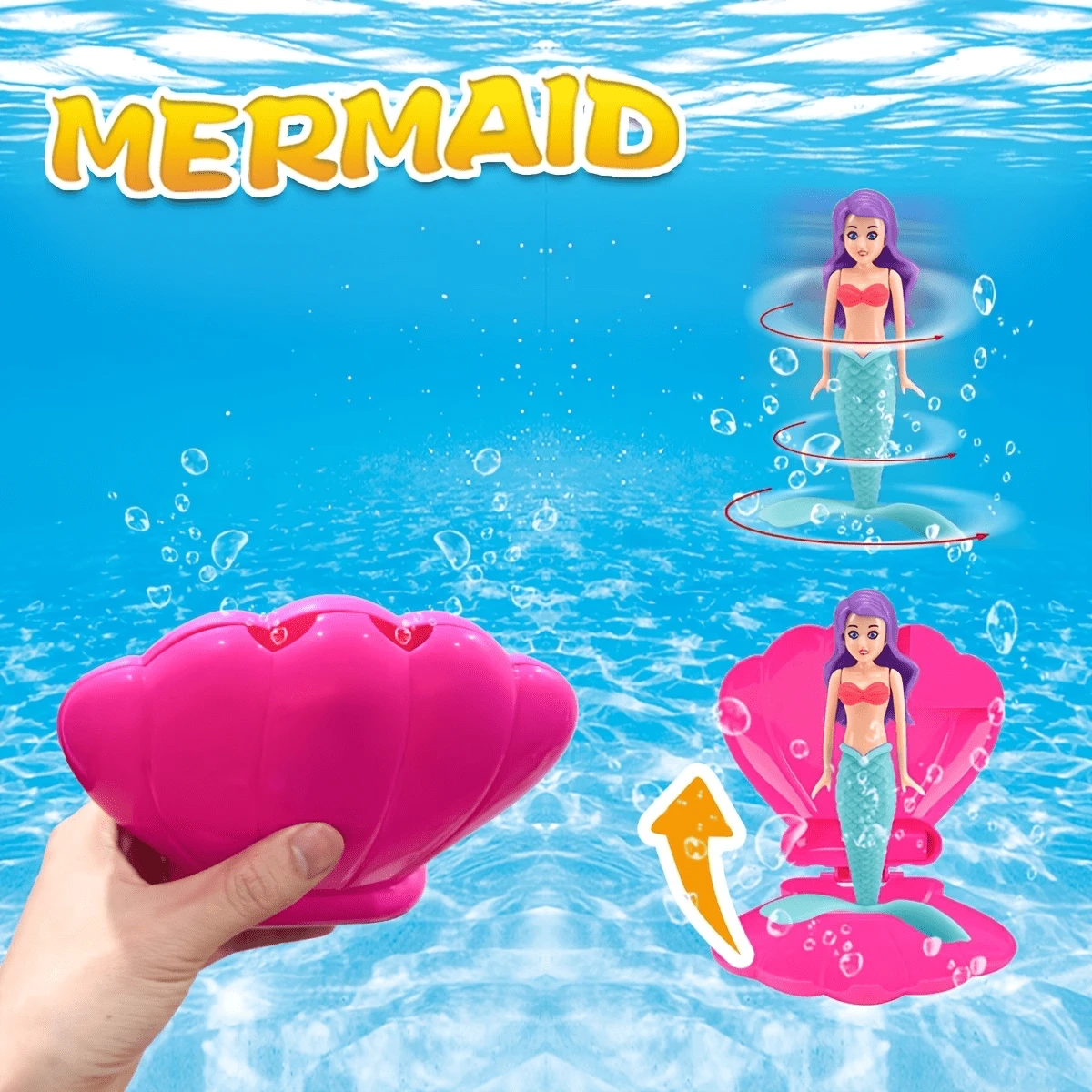 2/3pcs Girls Mermaid Pool Toy Set | Multi-Piece Party Favors | Rotating Mermaid Toy With Shell Storage Box | Summer Pool Party Gift Bag | Underwater And Bath Toys | Mermaid Birthday Party Essential | Suitable For Birthday, New Year, Valentine's Day, Easter, Children's Day, Back To School, Halloween, Thanksgiving And Christmas Gifts