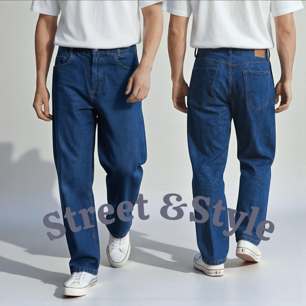 Men's Wide Fit Streetwear Jeans, Urban Style - 1702 - Xem 1