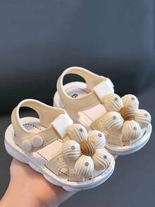 Vicvait Sandal Anak Perempuan, Sandal Anak-Anak dengan Sol Lembut untuk Dalam/Luar Ruangan, Musim Panas - Krem - View 3