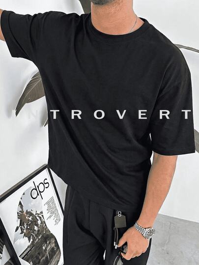 新款男士夏季休闲日常短袖圆领纯色简约短袖衫，适合日常通勤穿着