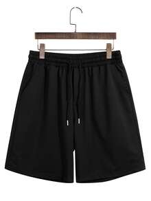 Men's Lightweight Solid Color Shorts, Basic Style Suitable For Basketball Training, Five-Pocket Shorts - Black - View 5