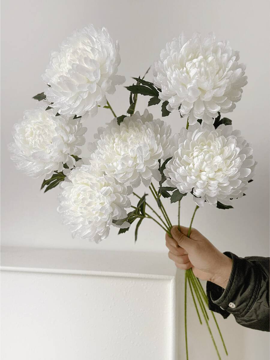 1/3/6支装仿真菊花，50厘米假花，适用于墙面、客厅、卧室、婚礼、派对装饰、桌面摆件、家居、桌面装饰、厨房、婚礼、餐桌、中心装饰、办公室、花园、户外、房屋、庭院装饰，适合春、夏、秋、冬四季。