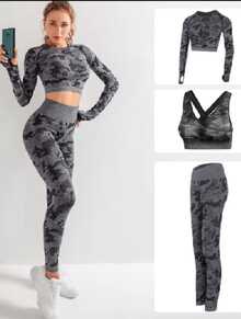 CG0403 Cojunto deportivo para dama licra ajustada - Negro - Ver 1