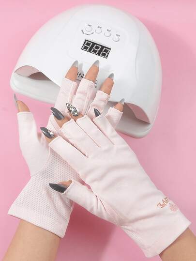 Ultra Protective UV Blocking Gloves For Gel Nails & LED Lamps, Anti-UV Light Therapy Fingerless Pink Gloves To Prevent Tanning, Dark Spots & Skin Aging Under Nail Dryer Lamp, Perfect For Professional Manicurists, Salon Technicians, DIY Nail Art Lovers