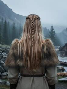 1 chiếc khăn choàng lông thú giả kiểu Viking, khăn choàng chiến binh thời Trung cổ, áo choàng lông thú nhân tạo màu nâu phong cách Bắc Âu cổ điển - Thích hợp cho hóa trang Halloween, trang phục lễ hội thời Phục Hưng và các trò chơi nhập vai hành động, trang phục kiểu cướp biển. Được trang trí bằng dây xích kim loại cổ điển, thiết kế có thể điều chỉnh. - Rỉ Nâu - Xem 4