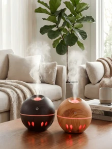 1pc Simulated Wood Grain Electric Humidifier, 200ml/ABS Material Home Bedroom Bathroom Air Humidifier, Low Noise Indoor Mist Sprayer - Multicolor - View 1