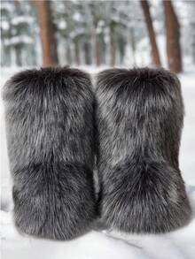 New Winter Warm Plush Faux Fur Snow Boots For Women - Dark Grey & Brown & Black Ankle Booties With Soft Lining, Cozy Slip-On Design For Cold Weather Outdoor & Indoor Wear Unisex Short Ankle Faux Raccoon Fur Snow Boots - Solid Classic Color, Super Smooth Fur Touches The Ground, Perfect For Christmas & Halloween, Y2K Style! Y2K Fashion Men's & Women's Snow Boots - Faux Raccoon Fur, Silky Smooth Floor-Reaching Fur, Solid Classic Shade, Ideal For Christmas & Halloween! Short Ankle Unisex Snow Boots With Faux Raccoon Fur - Solid Classic Color, Ultra-Smooth Fur Hits The Ground, Must-Have For Christmas & Halloween, Edgy Y2K Vibe! Christmas & Halloween Essential Faux Raccoon Fur Snow Boots (Unisex) - Solid Classic Hue, Smooth Fur Touches The Floor, Stylish Y2K Look! Y2K Short Ankle Snow Boots For Men & Women - Faux Raccoon Fur, Super Smooth Floor-Length Fur, Solid Classic Color, Great For Christmas & Halloween Celebrations! - Màu xám nâng cấp - Xem 3