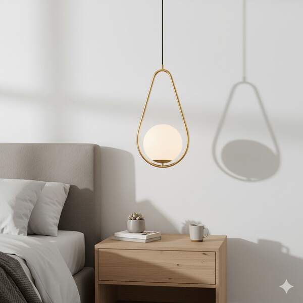 1pc Minimalist Luxury Water Drop Pendant Light, Modern Nordic Style For Living Room, Dining Room, Bedroom, Bedside, Creative Geometric Golden Ball Lamp Fixture, E27 Socket (Bulb Not Included)