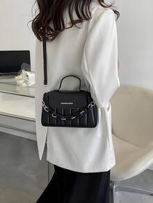 [US-Based Shipping]Shoulder Bags Handbag Simple Design PU Leather Shoulder Bag Women's Chain Imitation Embroidery Thread Women's Shoulder Bag Shoulder Bag,Women Handbags , Satchel Tote Bag, Handbag Women's Bag Messenger Bag Women's All-Match French Niche Chain,Purses,Bags,Black Purse,Bags For Women,Purses And Bags Women,Purses For Women,Small Purse,Summer,Black Purse,Red Purse,Carteras Para Mujer,Pink Purse - 黑色 - 查看 2