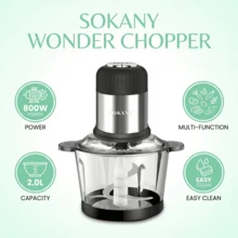 SOKANY-7025A 电动绞肉机，可切碎馅料和研磨蔬菜馅料，2升大容量绞肉机 - 銀色 - 查看 1