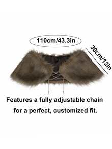 1 chiếc khăn choàng lông thú giả kiểu Viking, khăn choàng chiến binh thời Trung cổ, áo choàng lông thú nhân tạo màu nâu phong cách Bắc Âu cổ điển - Thích hợp cho hóa trang Halloween, trang phục lễ hội thời Phục Hưng và các trò chơi nhập vai hành động, trang phục kiểu cướp biển. Được trang trí bằng dây xích kim loại cổ điển, thiết kế có thể điều chỉnh. - Rỉ Nâu - Xem 5