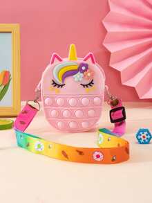 1pc New Princess Coin Purse, Silicone Material With Zipper Closure, Crossbody Style For Adults & Kids, Unicorn Shape, Suitable For Outings, Back To School Gift, Holiday Gift