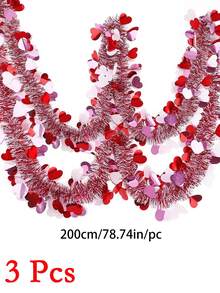 19.68 Ft Large Heart-Shaped Wreath (3 Pack), Adorned With Red/Pink/White Beads - Durable, Bendable, All-Weather Plastic Material, Suitable For Christmas Tree, Wedding, Valentine's Day And Party Decoration - Indoor And Outdoor Use - Multicolor - View 8