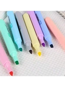 8pcs Creative Macaron 8-Color Fluorescent Pen Set, Pastel Color Hand-Drawn Poster Student Marker, Planner, Colorful Drawing, Doodle Pens, Random Color Mix And Match, Random Packaging Box - Multicolor - View 5
