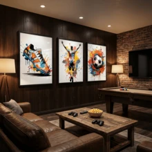 3pcs Modern Graffiti Football Canvas Wall Art - Colorful Athlete And Sneaker Prints, Urban Sports Decor For Living Room, Bedroom, Office, Framed Option - Multicolor - View 11