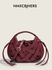 Nueva bolsa de mano con decoración hueca en forma de nido de pájaros para primavera/verano, bolso de hombro cruzado de alta calidad y nicho para mujer - Burdeos - Ver 1