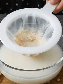 1pc Multi-Function Filter Net Strainer, Soy Milk Filter, Food Filter, Juice & Flour Filter, Kitchen Filter, Fine Mesh Filter, Coffee/Milk Residue Filter, Home Juicer Filter, Separates Residue, Dorm Essential, Back To School Supplies, Kitchen Utensil, Filtering Spoon - White - View 4