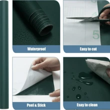 1卷哑光深绿色纯色自粘壁纸，15.7英寸×394英寸/196.8英寸/39.3英寸，防水PVC表面，易于粘贴和移除，适用于卧室、客厅、酒店、厨房、家具翻新。 - 墨綠色 - 查看 3