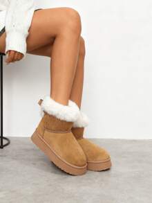 Introducing Latest Women's Winter Snow Boots With Sturdy Soles, Fashionable Bow Details, Casual Design, Comfortable Fleece, Increased Thickness Warmth, And Anti-Slip Features. Additionally, There Are Many Other Women's Winter Shoe Styles Available. - Light Brown - View 4