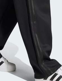 Adidas Originals SST Solid Color Letter Print Elastic Waist Loose Straight Wide Leg Casual Pants For Women - Black - View 3