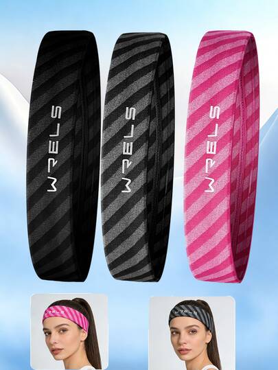  WRELS 1 件装时尚条纹运动头带，吸汗、吸湿、防滑，男女通用，适合跑步、健身、瑜伽和其他运动。