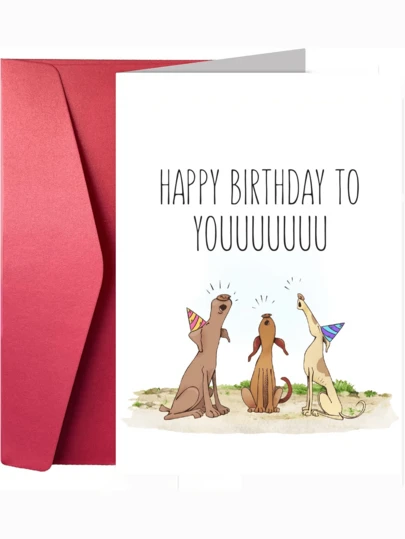 1pc Funny Happy Birthday Card- Innovative Design Greeting Card,Thickened Cards And Thickened Envelopes , Innovatively Designed Card - HAPPY BIRTHDAY TO YOUUUUUUU - Solid Color Design,Spoof Gifts For Bestie, Brothers, Colleagues, And Friends,Dog Lover​