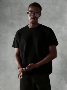 Oversized Boxy Cut Short Sleeve Jersey T Shirt Casual Crop Fit Streetwear Modern Minimalist All Season Essential Top-Comfortable Retro Cotton T-Shirt-K912026 New Men's Spring/Summer Casual Resort Wear Versatile Pure Cotton T-Shirt - 黑色 - 查看 12