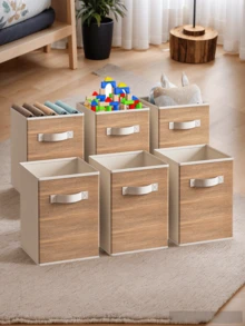 Wisdom Star 6-Pack Fabric Storage Cubes - 11 Inch Collapsible Cube Storage Baskets With Reinforced Handles, Sturdy Foldable Organizer Bins For Shelves, Wardrobe, Closet, Nursery, Living Room, Space-Saving Storage Boxes For Home Organization - Bụi hồng - Xem 6