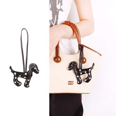 Handmade Cute Cartoon Dalmatian Dog Pendant Decoration, Soft PU Leather Dog Decor, Adjustable Strap, Bag/Stationery Box Pendant, Backpack Decoration, Handcrafted Keychain Ornament, Back To School Backpack Accessory