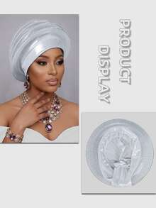 Nigerian Aso Oke Headwrap, Women's Rhinestone Wrapped African Gele Headband, Handmade Fashion Headpiece Suitable For Weddings, Parties And Other Occasions - Multicolor - View 8