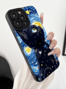 1个黑色星空猫咪极简全包覆TPU防震手机壳，兼容 17、16、15、14、13、12、11 Pro Max、Air和系列 - 彩色 - 查看 4