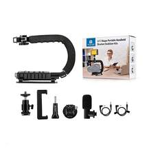High-Performance U/C Type Handheld Video Stabilizer Kit (With Microphone + Phone Clip) Compatible With DSLR Cameras And Mobile Phones For Video Shooting And Live Streaming. - Black - View 9