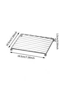 1 pieza Tapete de mesa de cocina resistente al calor cuadrado, posavasos, soporte de ollas de acero inoxidable reforzado, almohadilla de aislamiento térmico, rejilla multiusos para cocinar al vapor, rejilla anti-escaldadura, rejilla multiusos para escurrir - Plateado - Ver 3