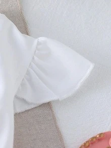 Cat & Dog Cherry Bow Print + Pink & White Plaid Cap Sleeve Pet Dress - White - View 6