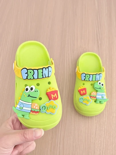 1 đôi dép đi trong nhà hình khủng long cho trẻ em, đế mềm nhẹ, chống trượt, thích hợp cho cả trong nhà và ngoài trời, dép đi biển kín mũi hình hoạt hình dễ thương cho bé trai và bé gái từ 3-8 tuổi.