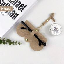 荔枝压纹眼镜盒，可爱挂式PU皮革时尚眼镜/老花镜收纳袋，便携式旅行眼镜架，简约女士眼镜袋，女士眼镜配件 - 彩色 - 查看 13