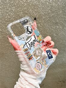 5pcs Summer Vacation Map & Airplane Pattern Charger Protector Case And TPU Shock-Proof Phone Case, Compatible With IPhone 17, 16, 15, 14, 13, 12, 11 Pro Max And Series, Includes Charging Protection Case And Cable Organizer Set - 20W/18W Adapter, Adapter Cap, Compatible With Samsung A54 5G, A52, A14, A15, A12, S22, S21, S24, S25, S25 Ultra, S21 Ultra, A55 5G, A71 4G, A34 5G, A22, A13 4G, A05S Series - Multicolor - View 3