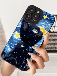 1个黑色星空猫咪极简全包覆TPU防震手机壳，兼容 17、16、15、14、13、12、11 Pro Max、Air和系列 - 彩色 - 查看 3