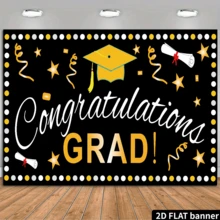 恭喜毕业！毕业季横幅悬挂旗帜，校友聚会毕业背景布派对横幅摄影横幅 - 彩色 - 查看 2