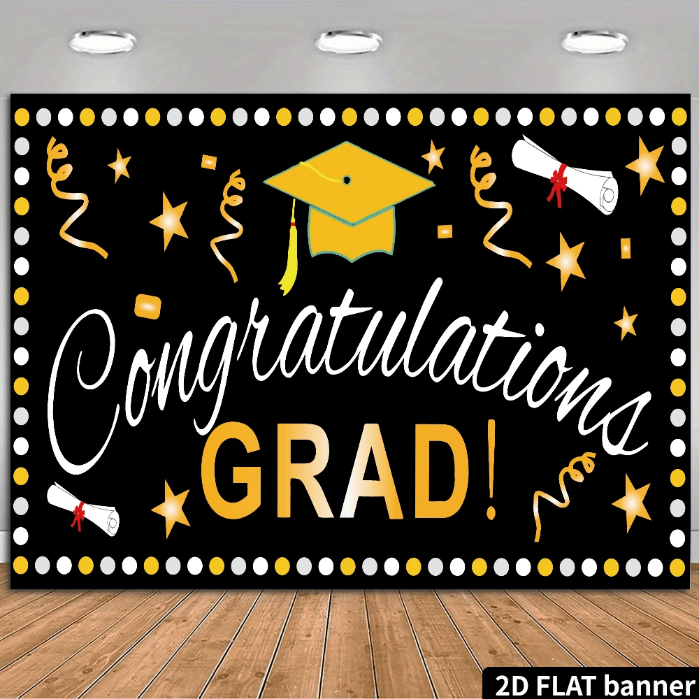 恭喜毕业！毕业季横幅悬挂旗帜，校友聚会毕业背景布派对横幅摄影横幅