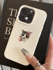 Ốp điện thoại hình mèo con màu trắng, tối giản, bằng TPU, chống sốc, tương thích với Apple 17, 16, 15, 14, 13, 12, 11 Pro Max, Air và Series. - Nhiều màu - Xem 4