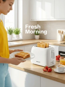 Sokany HJT-022 双片烤面包机，700瓦 - 白色 - 查看 6