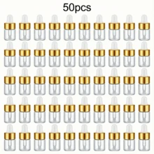 10pcs Mini Glass Dropper Bottles, 0.07oz Large Capacity, Gold Clear Essential Oil Small Bottles, Small Tincture Sample Containers, Capped Perfume Liquid Bottles, Travel Size, Hand Wash Only, Unscented, Round, Portable Accessory Storage - Multicolor - View 17