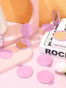5/10/20/50/100pcs Foldable Portable Mini Round Makeup Mirror, Compact Wallet Size, For Women Travel & Daily Use, Mother's Day Gift (Black, White) - Hot Pink - View 5