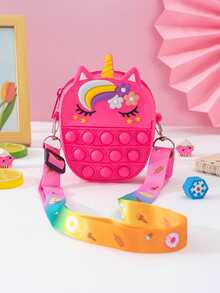 1pc New Princess Coin Purse, Silicone Material With Zipper Closure, Crossbody Style For Adults & Kids, Unicorn Shape, Suitable For Outings, Back To School Gift, Holiday Gift - Multicolor - View 6