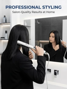 SOKANY This Ceramic Hair Straightener Can Smooth And Straighten Hair Or Help You Achieve Loose, Beachy Waves. It Heats Up Quickly And Is Suitable For All Hair Types. It's A User-Friendly Straightener Designed For Faster Styling. - White - View 1